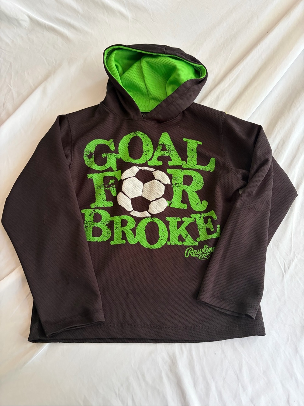 Rawlings Black Hoodie with Bright Green Soccer Graphic